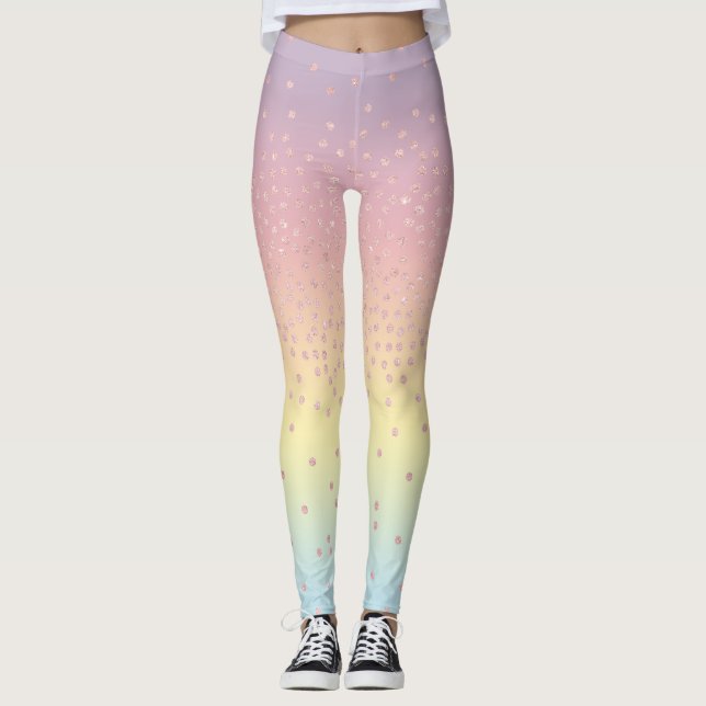 Pricker den rosa guld- glitterkonfettin för leggings (Framsida)
