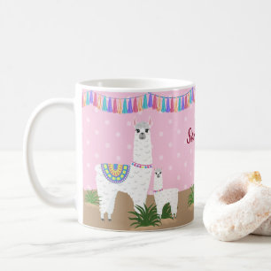Pricker den rosa polkaen för mammallamaen och fö kaffemugg