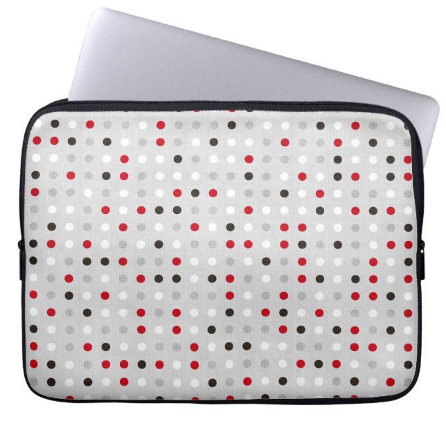Pricker den svart röda gråa polkaen för roligt laptop sleeve (Framsidan)