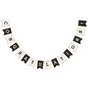 Pricker guld- glitter för svart vitFaux grattis Vimplar