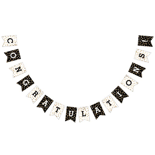 Pricker guld- glitter för svart vitFaux grattis Vimplar (Alla)