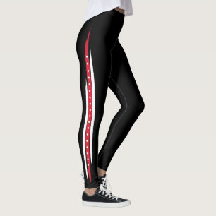 Pricker röd vit för den moderiktiga modesidorand leggings