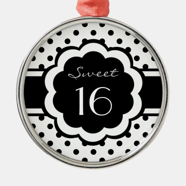 Pricker svart Polka söta 16 Julgransprydnad Metall (Framsidan)