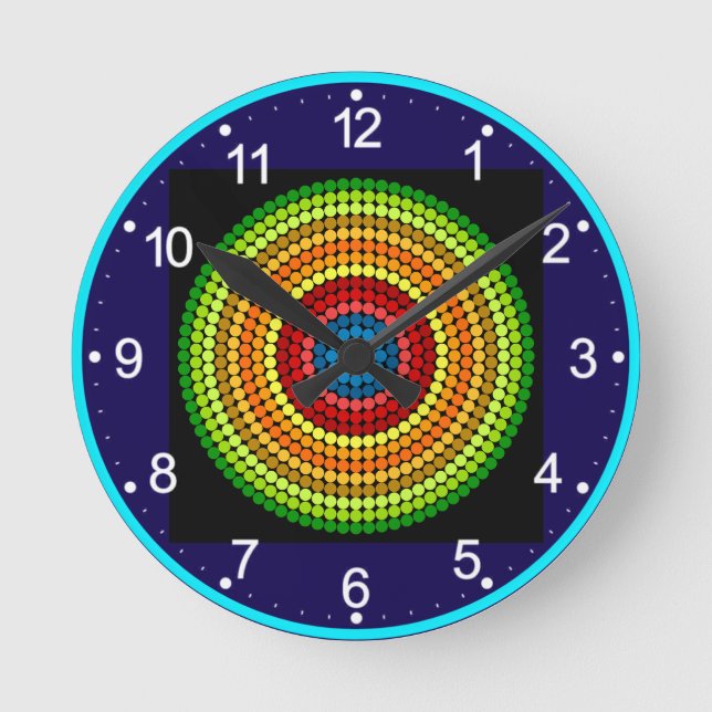 Prickig Abstrakt Mandala Konst Design-65904 Rund Klocka (Framsida)