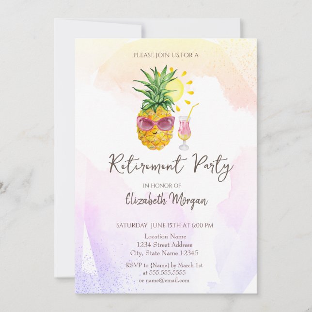 Prickig Ananas Cocktaill Pension Invitation Inbjudningar (Framsida)