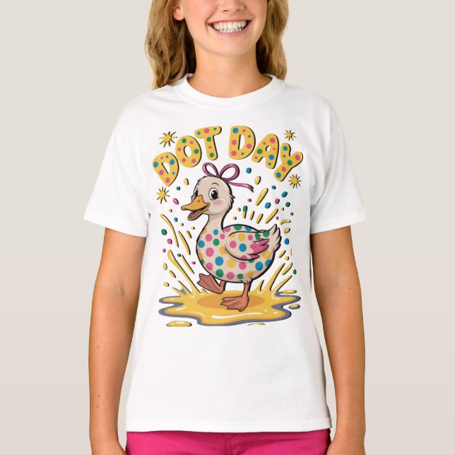 Prickig ankdags T-shirt för barn – Lekfull prickig (Framsida)