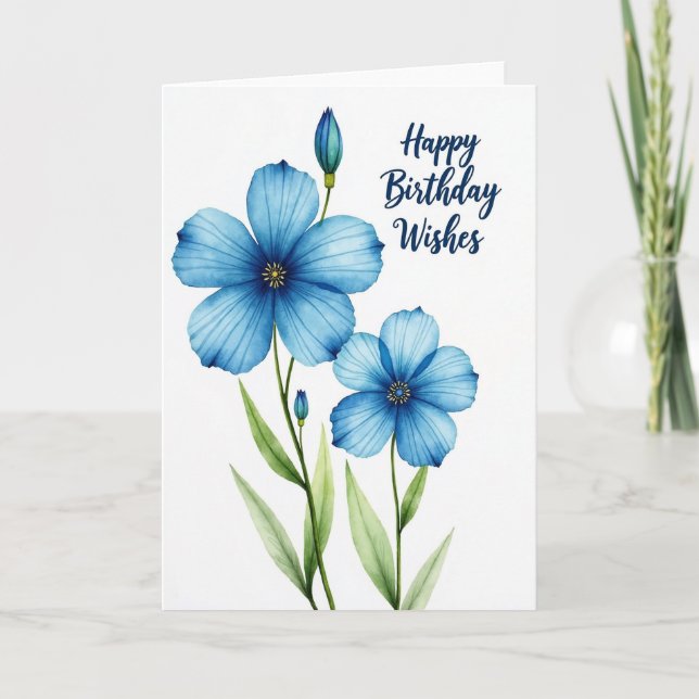 Prickig blå blomkort kort (Framsida)