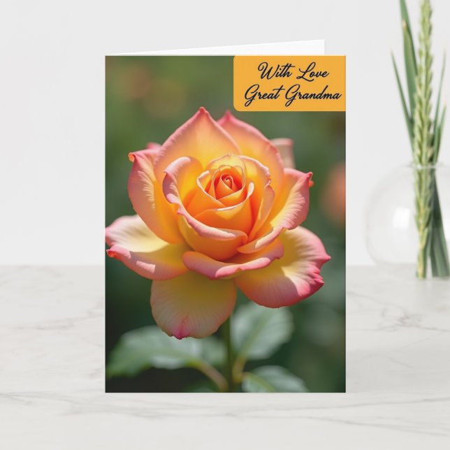 Prickig blomma med kärlek mormor-kort kort (Framsida)