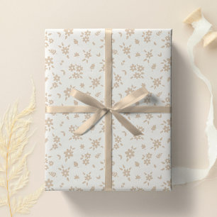 Prickig blommig dämpad neutral mjuk blek kräm beig presentpapper