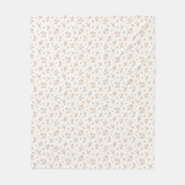 Prickig Blommig Dämpad Neutral Mjuk Blekgul Beige Fleecefilt (Framsidan)