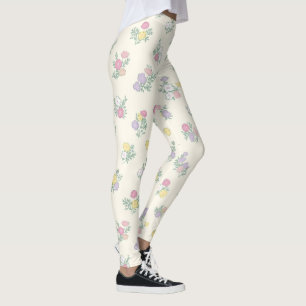 Prickig Blommig Pastell Söt Cottagecore Mönster Leggings