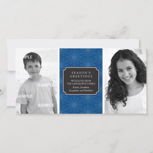 Prickig blomram fotokort julkort (Framsida)