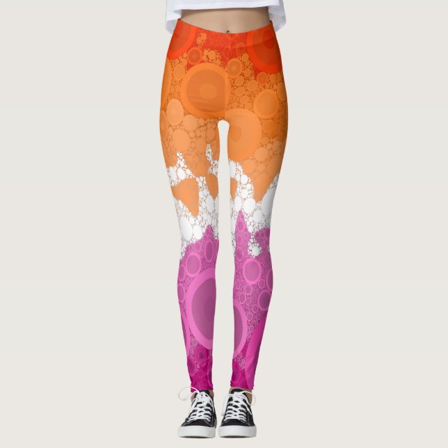 Prickig bohemisk groovy abstrakt lesbisk stolthets leggings (Framsida)