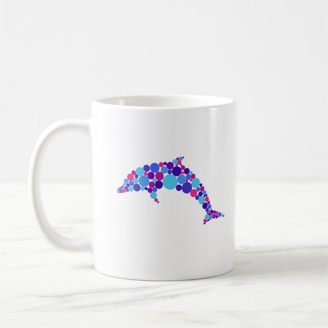 Prickig delfin Färgrik Abstrakt Havsdjur Kaffemugg (Vänster)