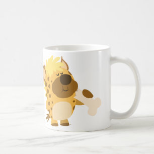 Prickig Hyena för gullig tecknad som krossar en Kaffemugg
