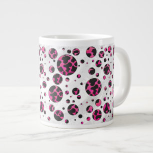 Prickig Ko Hot Rosa och Svart Tryck Jumbo Mugg