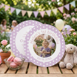 Prickig Lavendel 1-års Födelsedags Fotoinbjudan Inbjudningar