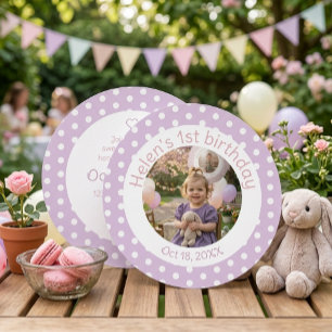 Prickig Lavendel 1-års Födelsedags Fotoinbjudan Inbjudningar