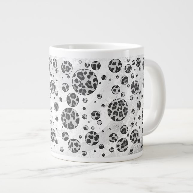 Prickig Leopard Svart och Vit Design Jumbo Mugg (Framsida höger)