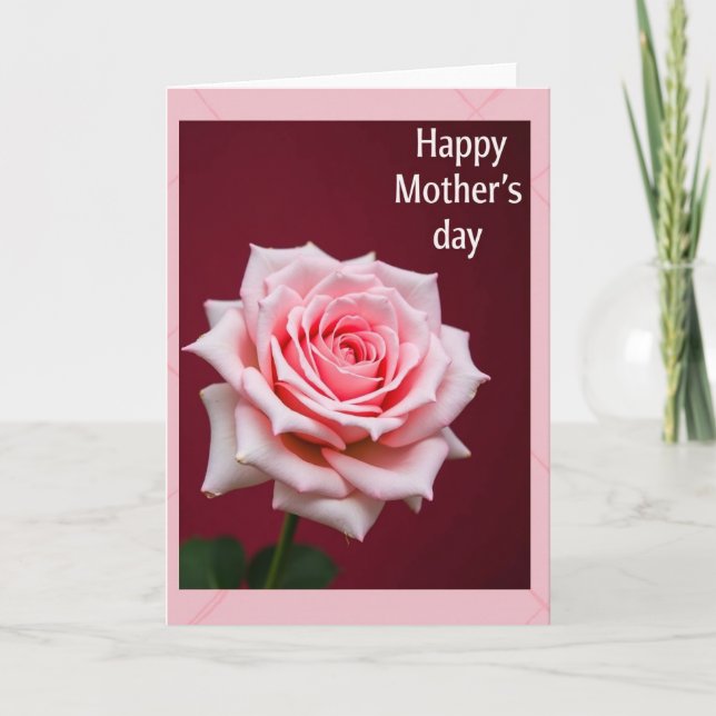 Prickig Rosa Blommande Morsdags Kort (Framsida)