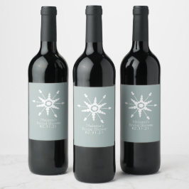 Prickig snöflinga jul vinter vinflaska etikett