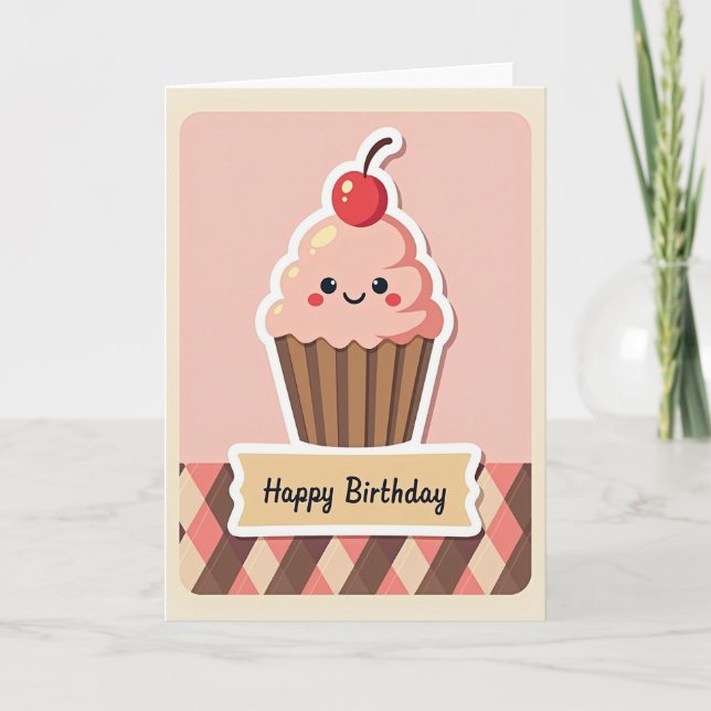 Prickig Söt Cupcake-kort Kort (Framsida)