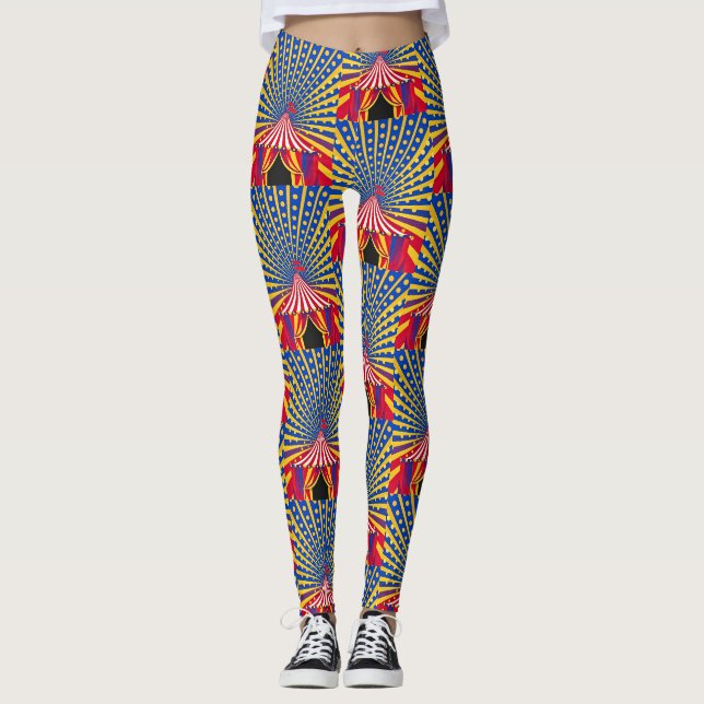 Prickig strålande cirkus-tema leggings (Framsida)