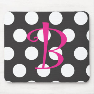 Prickig svart/shock rosa Mousepad initialt "B ", Musmatta