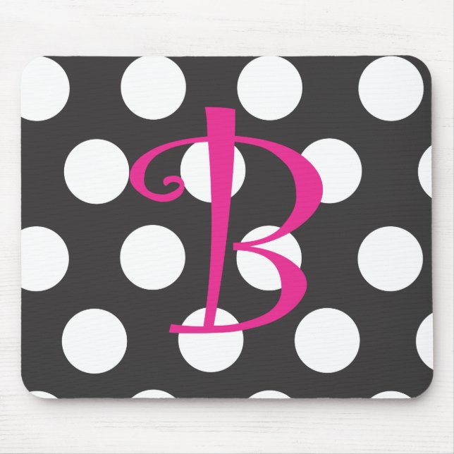 Prickig svart/shock rosa Mousepad initialt "B ", Musmatta (Framsidan)
