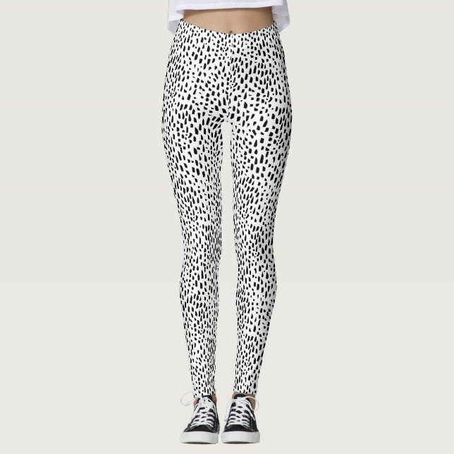 Prickig svartvit damasker leggings (Framsida)