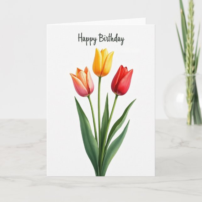 Prickig Tulp Tretals Kort (Framsida)