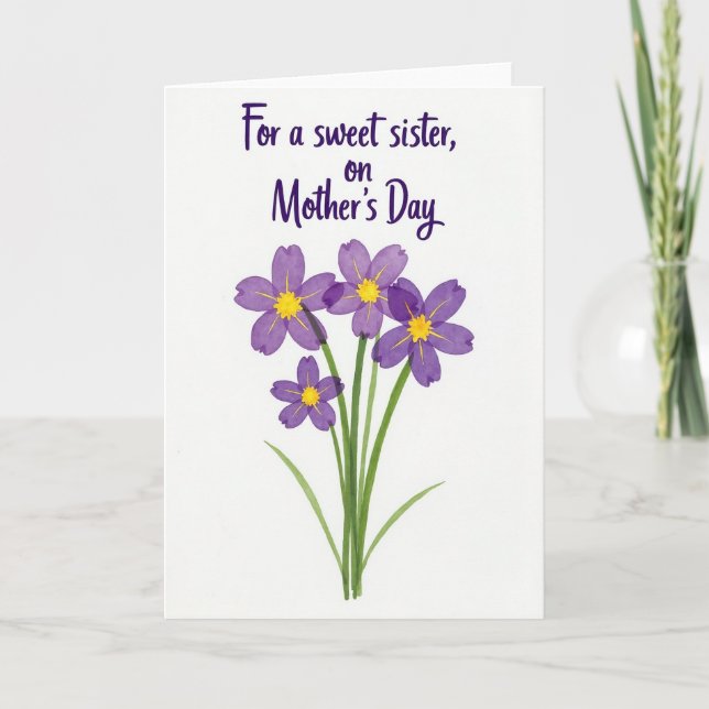 Prickiga Blommiga Söta Syster Kort (Framsida)