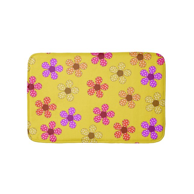 Prickiga blommor på gul badmatta badrumsmatta (Framsidan)