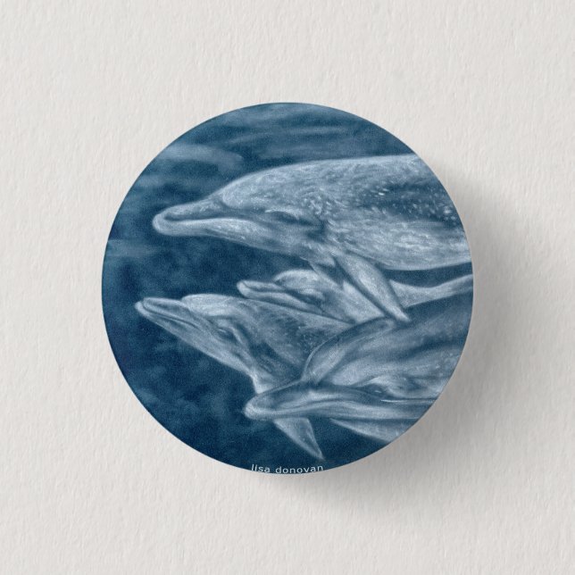 Prickiga delfiner klämmer fast knapp (Framsida)