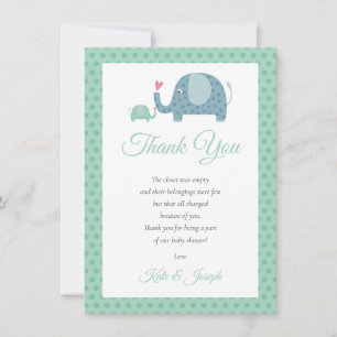 Prickiga elefanter Baby Shower Tack så mycket-dikt Kort