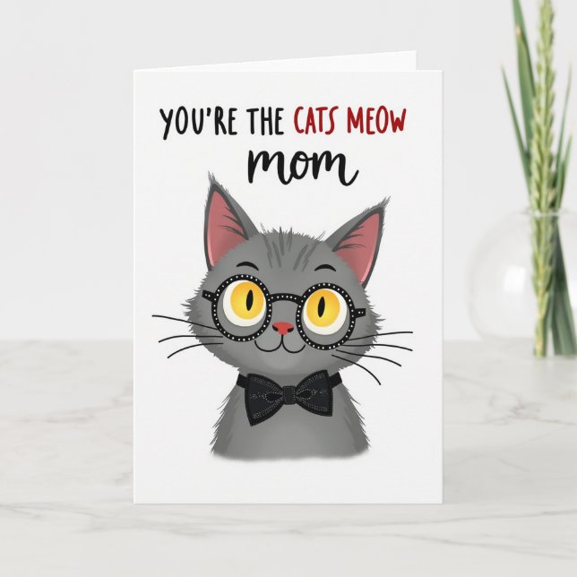 Prickiga Glasögon Katt Mamma Kort (Framsida)