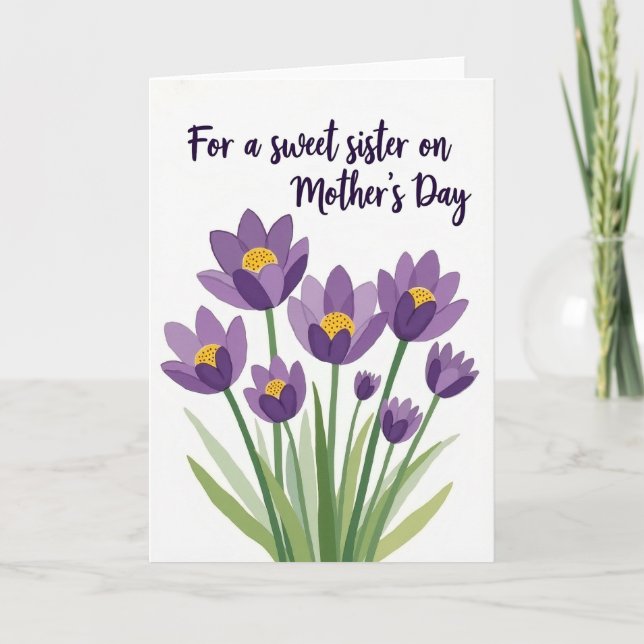 Prickiga Lila Blommor Kort (Framsida)