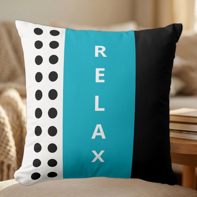 Prickiga mönster relax svart azurblå kudde (Skapare uppladdad)