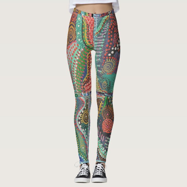Prickiga plattformsdesign Leggings (Framsida)