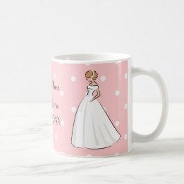 Prickiga rosa vita bröllopsklänning Söt kawaii Kaffemugg