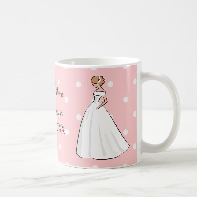 Prickiga rosa vita bröllopsklänning Söt kawaii Kaffemugg (Höger)