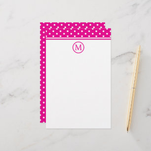 Prickiga vita prickar på ljust rosa monogram brevpapper