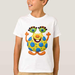 Prickigt gult monster för blått t shirt
