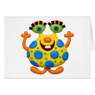 Prickigt gult monster hälsningskort