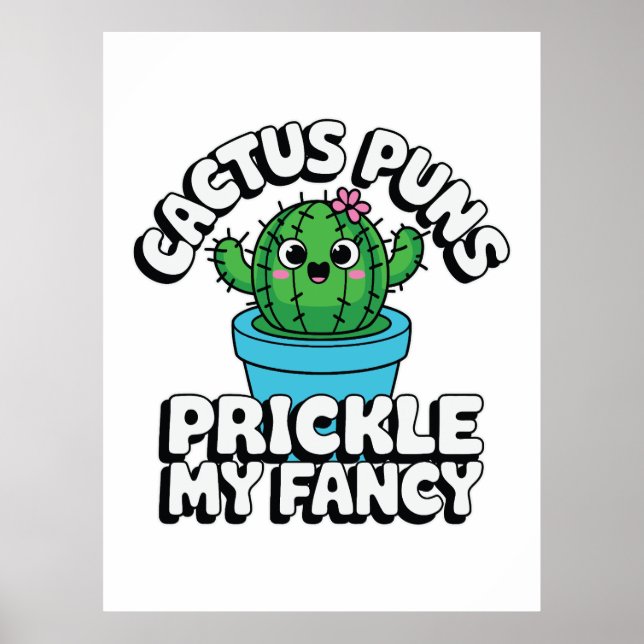 Prickla Min Fantasi – Söt Kaktus Puns Poster (Framsidan)