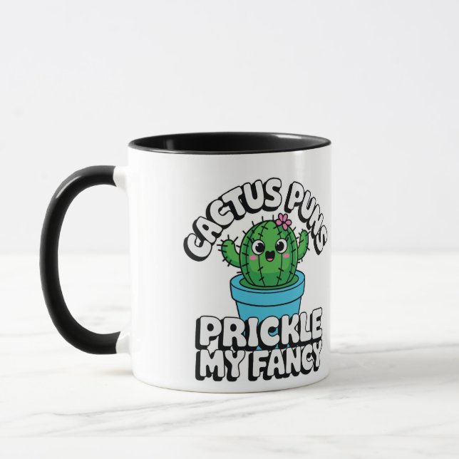 Prickle My Fancy – Cute Cactus Pun Mugg (Vänster)