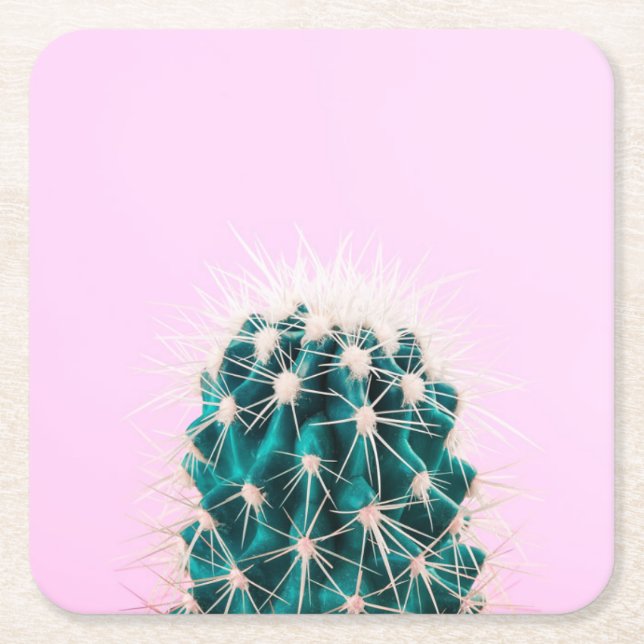 Prickley kaktus på rosor underlägg papper kvadrat (Framsidan)