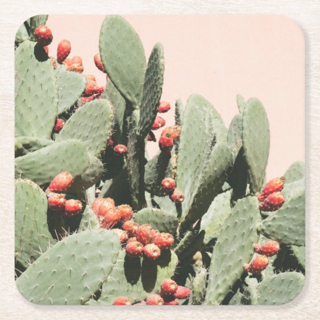 Prickley Pearkaktus Underlägg Papper Kvadrat (Framsidan)