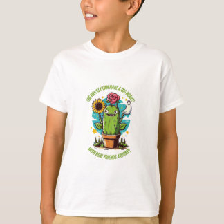 Prickly Cactus med ett stort hjärta - Kawaii Cute T Shirt