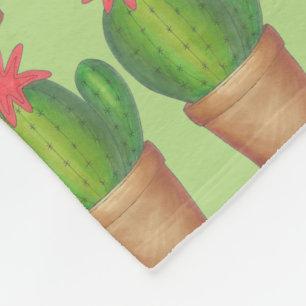 Prickly Grönt Cactus Flower Cacti Poted Plant Fleecefilt